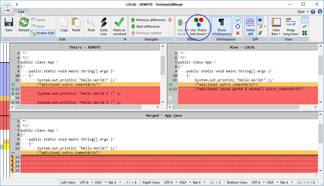 Opções para resolver os conflitos entre as classes